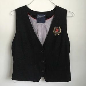 American Eagle Stripe Prep School Black Vest Large